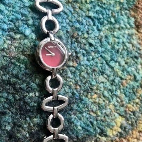 DKNY stainless steel watch with candy apple red face - Picture 3 of 3